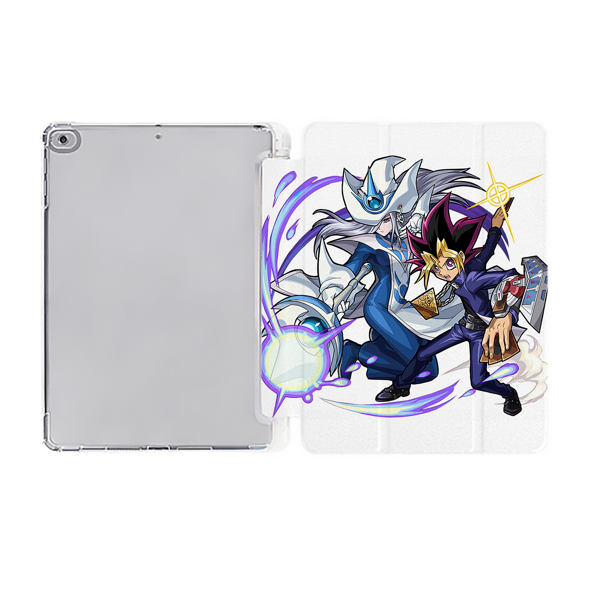 （画像用） 遊☆戯☆王 Yu-Gi-Oh! IPad ケース ペン収納付き 三つ折りスタンド PUレザー×シリコン 対応機種9.5/10.5/10.9インチ